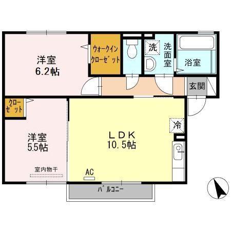 セジュール上野浦 III(2LDK/2階)の間取り写真