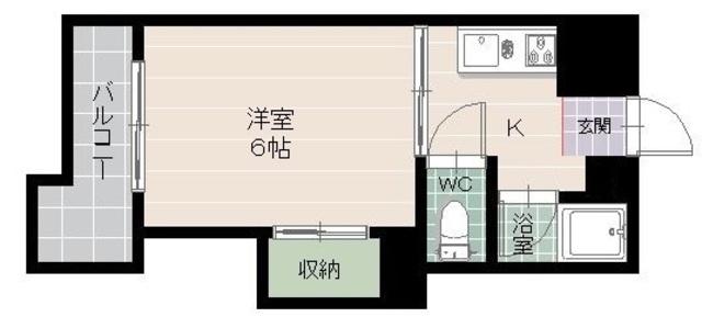 アベニュー大楠(1K/4階)の間取り写真