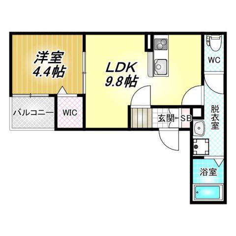 FSTYLE藤井寺道明寺3号館(1LDK/1階)の間取り写真