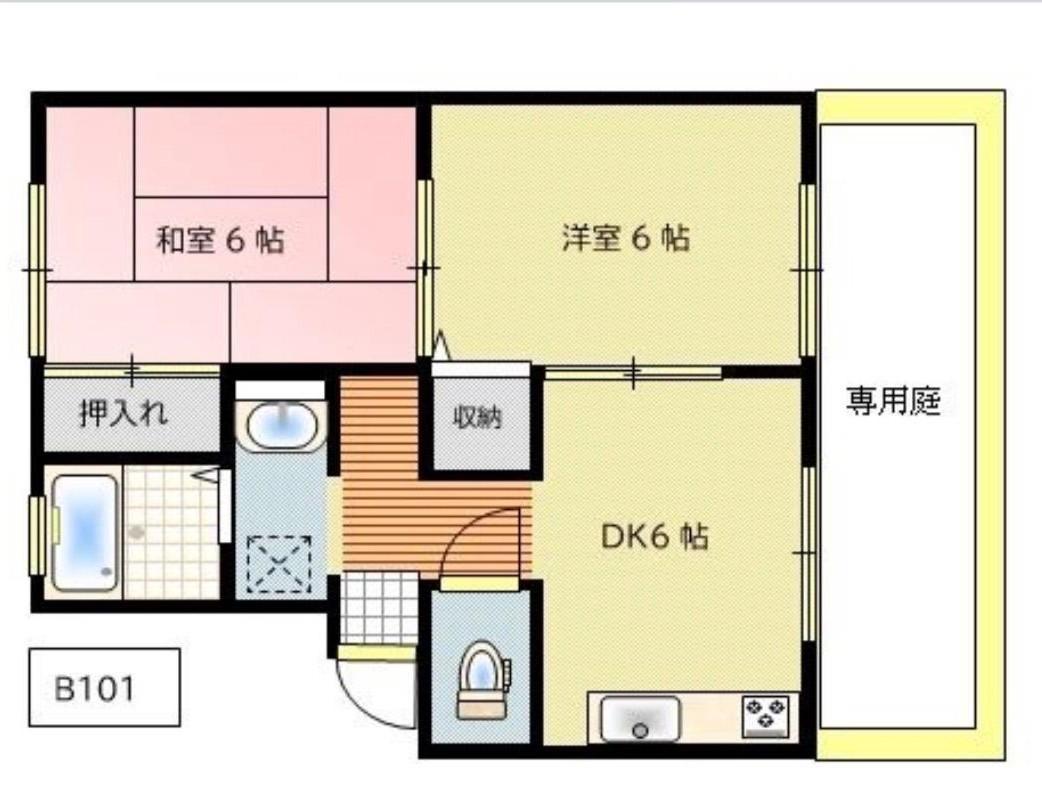 マイセジュールB棟(2DK/1階)の間取り写真