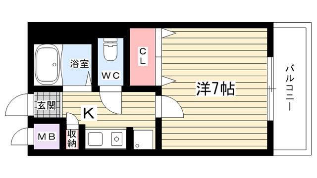 アクア豊中(1K/5階)の間取り写真