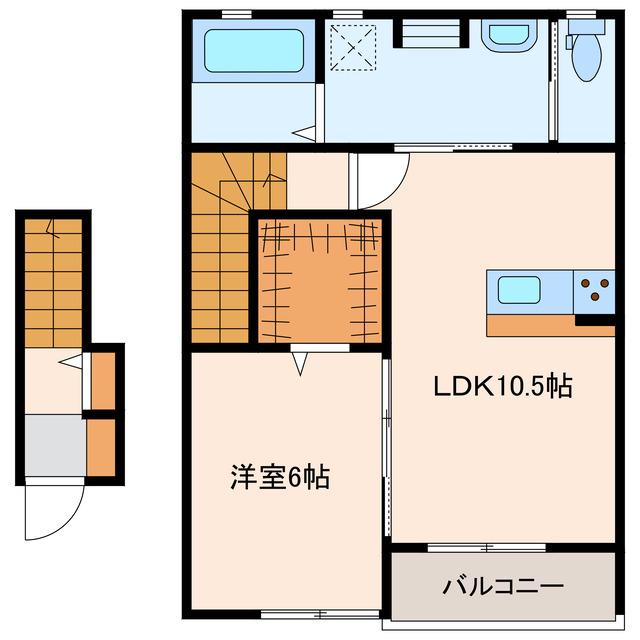 エイブルメゾン・YUN B棟(1LDK/2階)の間取り写真