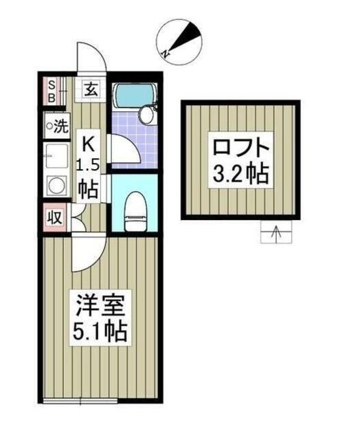 パレス百合ヶ丘(1K/2階)の間取り写真