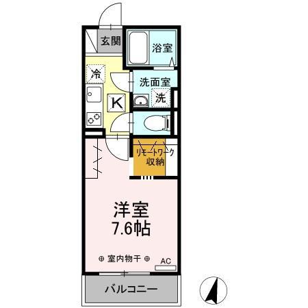 ウェルデンスディーステイB(1K/1階)の間取り写真