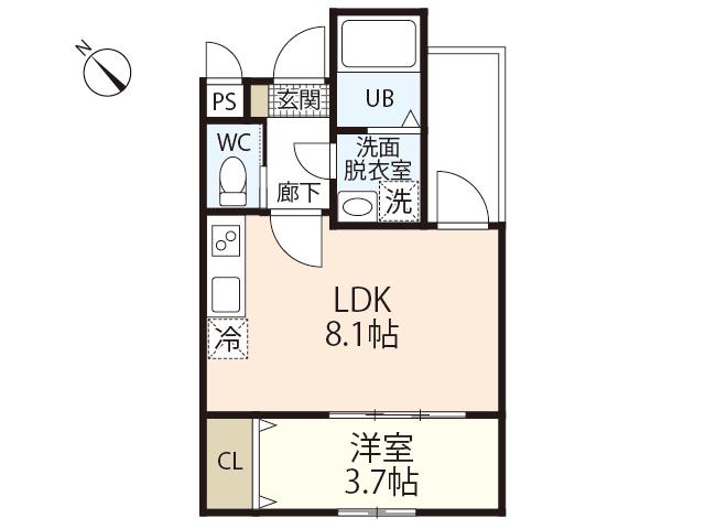 MOVE西原イースト(1LDK/2階)の間取り写真
