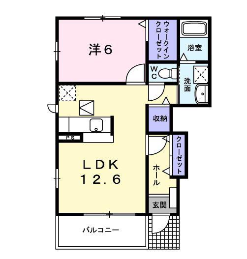 アンソレイエ V(1LDK/1階)の間取り写真