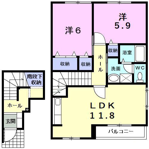 プレシャス・コート(2LDK/2階)の間取り写真
