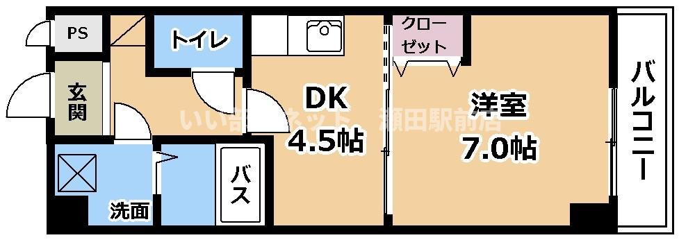 ドーミトゥリィ南草津(1DK/6階)の間取り写真