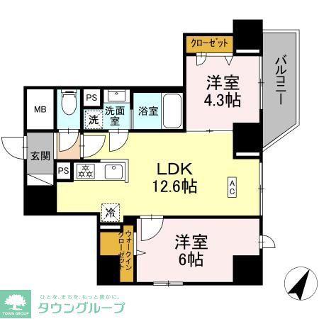 K.H.Mビル(2LDK/3階)の間取り写真