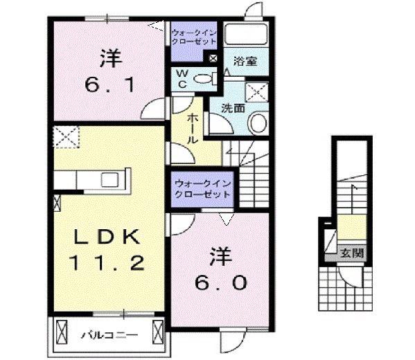 ヴィヴァイオ II(2LDK/2階)の間取り写真