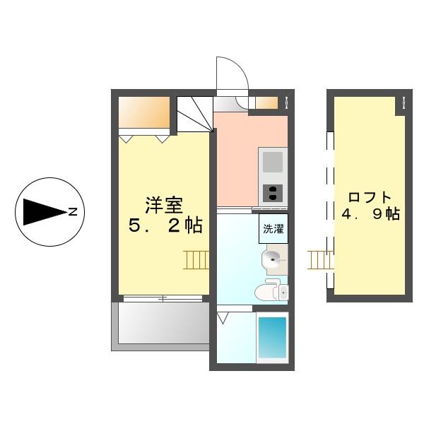 マルカトーレ(1SK/2階)の間取り写真