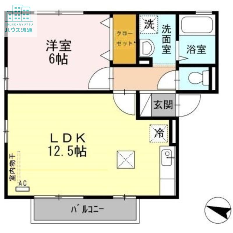 ウィルモア鬼橋B(1LDK/1階)の間取り写真