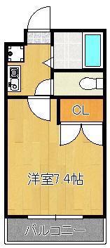 ラビータ本城 A棟(1K/2階)の間取り写真