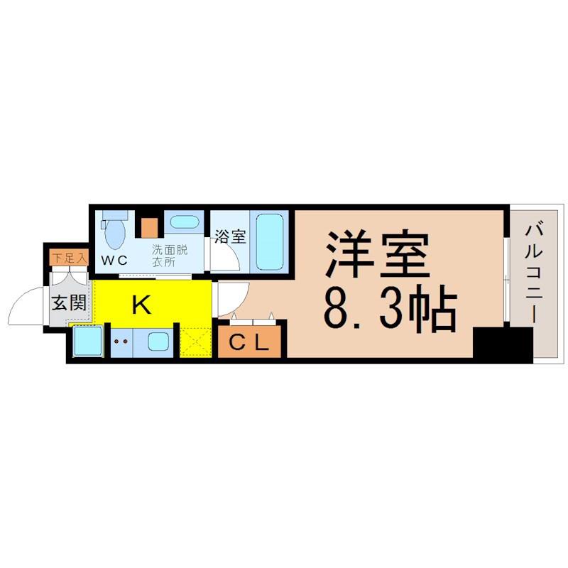 パークアクシス名古屋山王(1K/13階)の間取り写真