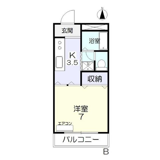 アーバンハウス東島田(1K/2階)の間取り写真