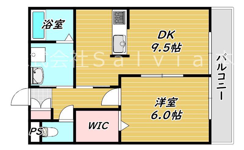 スプリーム(1DK/1階)の間取り写真