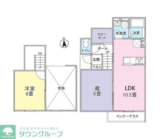 東大和市AP(1LDK/1階)の間取り写真