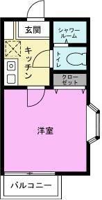 GAP草加(1K/2階)の間取り写真