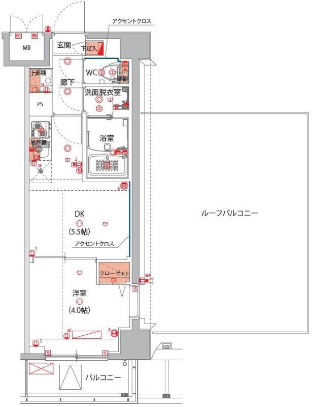 ハーモニーレジデンス東京大島ザ・ガーデン(1DK/7階)の間取り写真