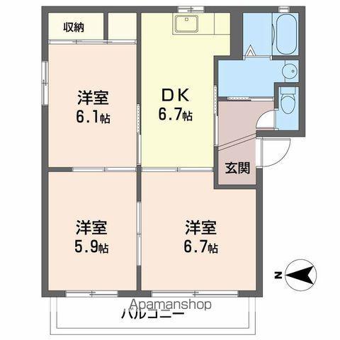 グリーングラスAB(3DK/2階)の間取り写真