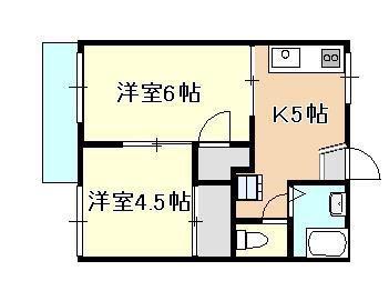 レジデンス中田(2DK/2階)の間取り写真