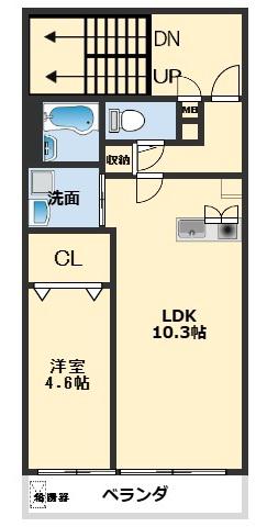 クリスタルビル(1LDK/3階)の間取り写真