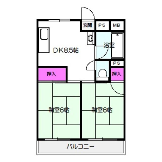 シャトーOM玉造(2DK/5階)の間取り写真