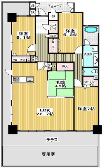 ロイヤルシティスカイタワー(4LDK/1階)の間取り写真