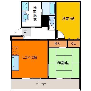 カサグランデ(2LDK/2階)の間取り写真