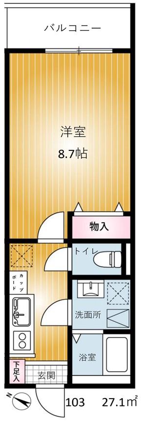 REVENE小倉(1K/1階)の間取り写真