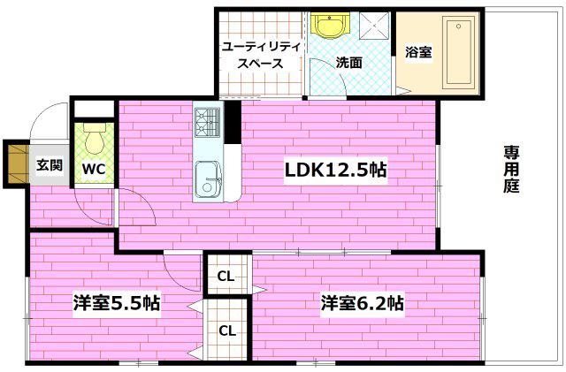 LILA(2SLDK/1階)の間取り写真