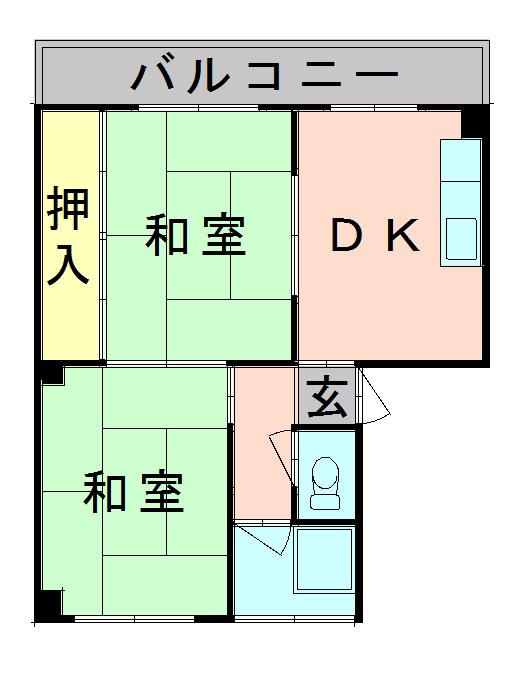 岡山ビル(2DK/5階)の間取り写真