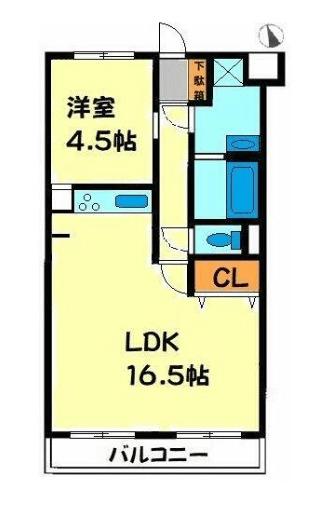 綴マンション(1LDK/1階)の間取り写真