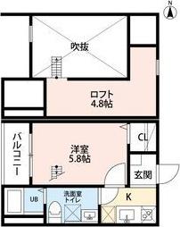 LIANGE 栄生 (1K/2階)の間取り写真