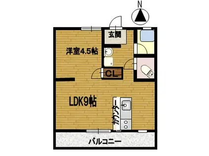 Fメゾン堀田(1LDK/4階)の間取り写真