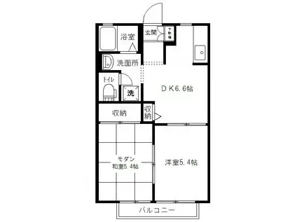 クレフォート壱番館(2DK/1階)の間取り写真