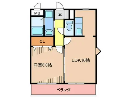 レヴァンテ東郷駅前(1LDK/1階)の間取り写真