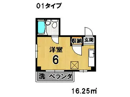 サン上田(ワンルーム/2階)の間取り写真