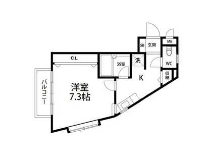 水の森サンコーポII(1K/1階)の間取り写真