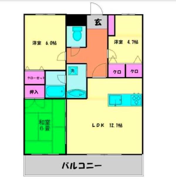 ライオンズマンションマキシム櫛原(3LDK/6階)の間取り写真