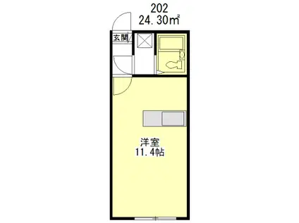 きりん5(ワンルーム/2階)の間取り写真