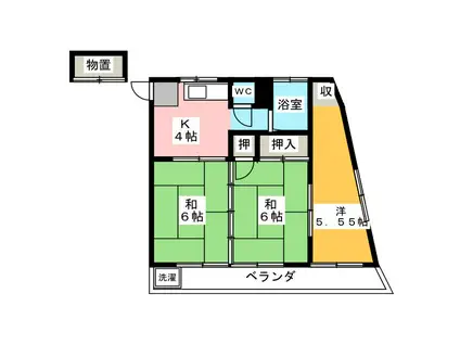 寿々喜荘(3K/2階)の間取り写真