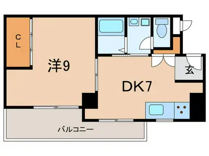 タケミカビル(1DK/3階)の間取り写真
