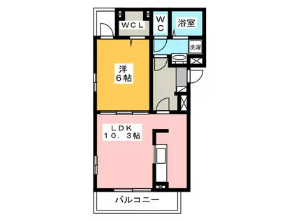 コンフォール 桜(1LDK/3階)の間取り写真
