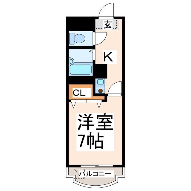 プロムナード京町台(1K/2階)の間取り写真