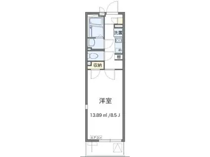 レジデンス矢上(1K/1階)の間取り写真