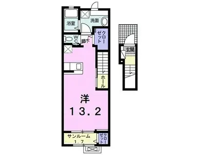 クラール東村 G(ワンルーム/2階)の間取り写真