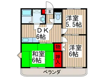 CRYSTAL COURT 弐(3DK/4階)の間取り写真