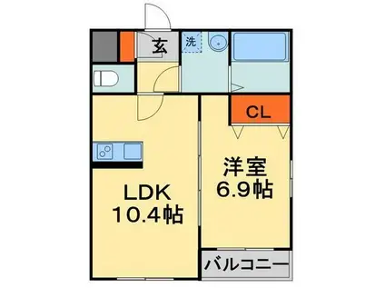 カーサメイプル千葉中央(1LDK/2階)の間取り写真