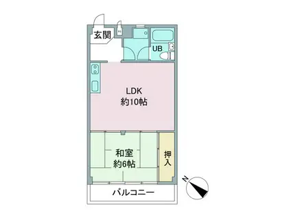 亀田ビル(1LDK/3階)の間取り写真
